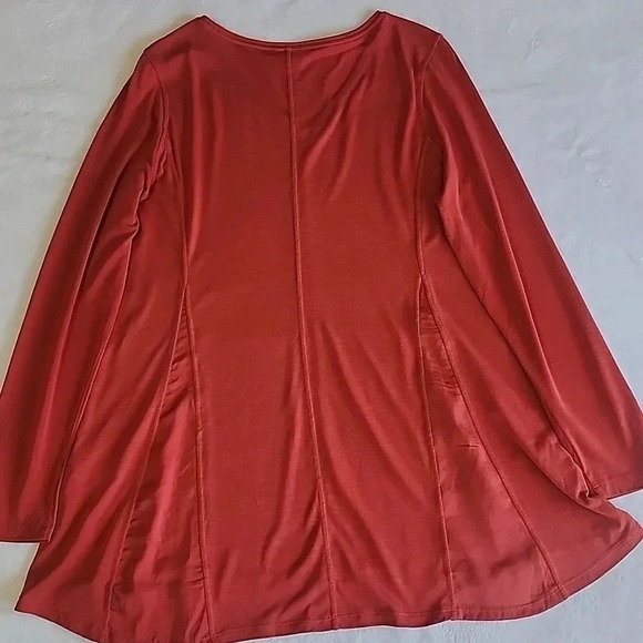 Women's Chico's Zynergy Woven Inset Tunic, Orange, Size 1= M 8/10 EUC - Picture 5 of 8